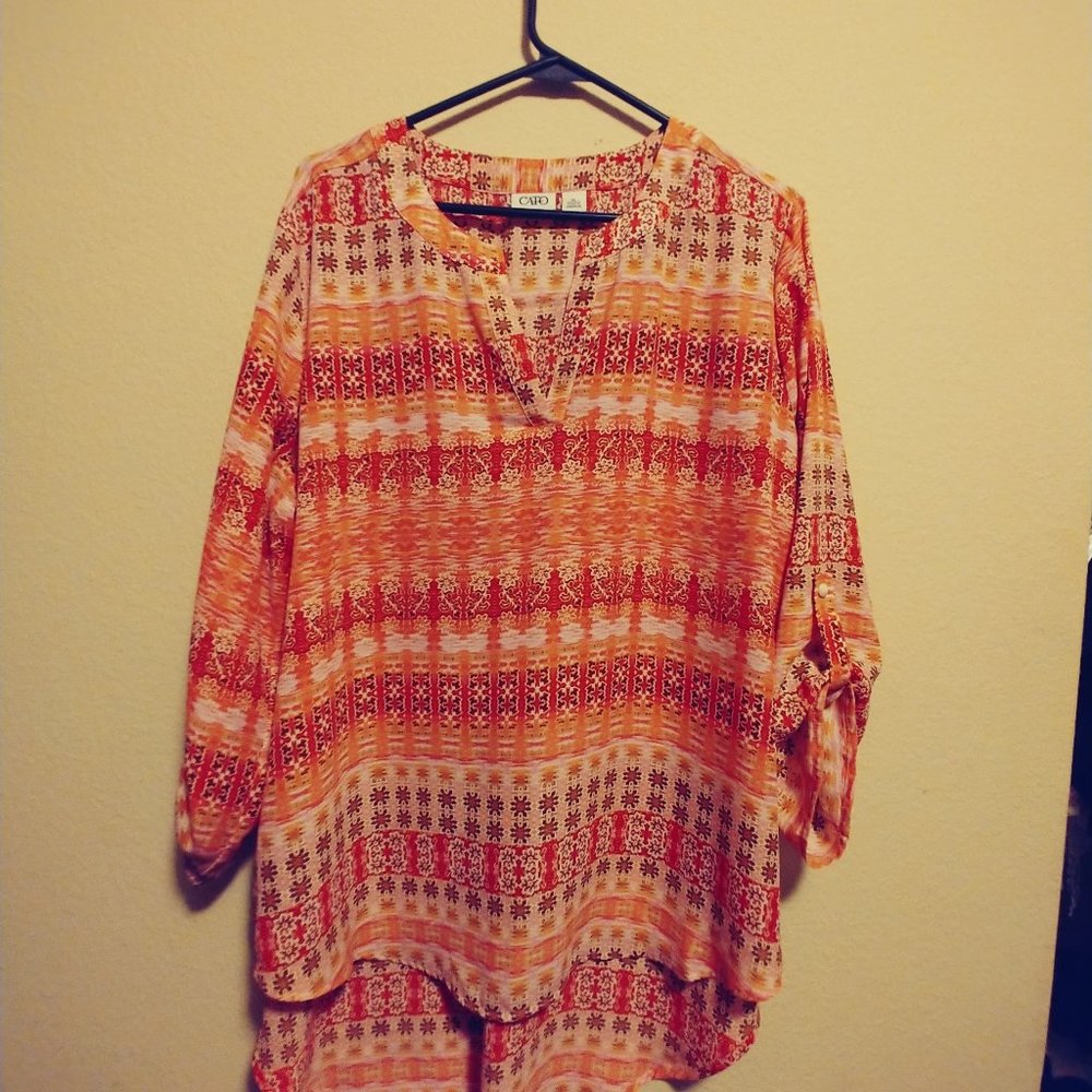 Multi-color high-low blouse